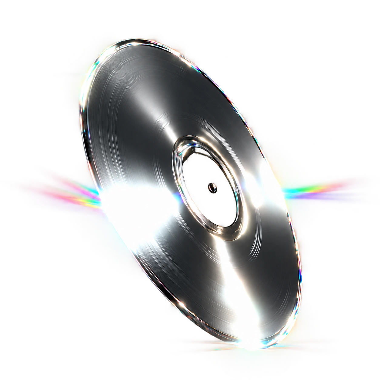 Disco cromado com reflexos de luz